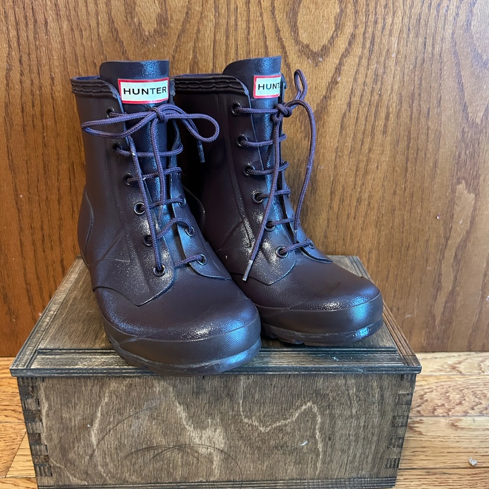 Hunter Lace Up Boots Purple Urchin